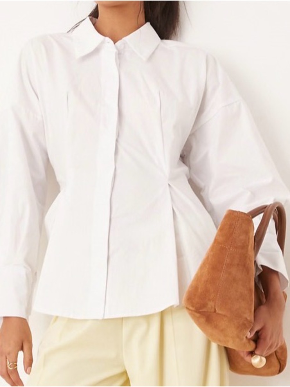 ASOS White Pleated Button Down Shirt